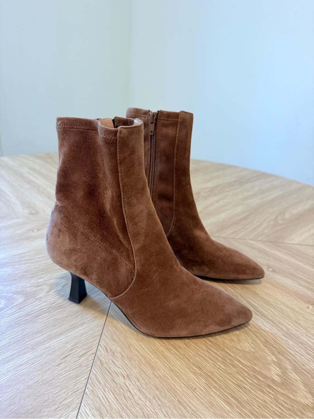 Madewell Brown Suede Pointed Toe Kitten Heel Ankle Boots Size 6